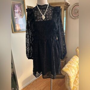 H&M Like New Elegant Black Lace Dress SZ M.  C:4724